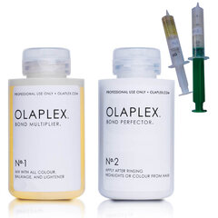 OLAPLEX Набор No.1 11,25 мл No.2 22,50 мл - НА ОДНО ОКРАШИВАНИЕ, В ШПРИЦАХ цена и информация | Маски, масла, сыворотки | kaup24.ee