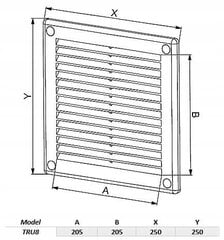 Ventilatsioonigrill valge TRU8 250x250 hind ja info | Vannitoa ventilaatorid | kaup24.ee