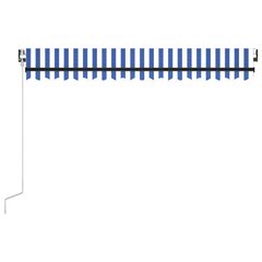 automaatne varikatus, LED ja tuuleandur, 400 x 350 cm, sinine ja valge цена и информация | Зонты, маркизы, стойки | kaup24.ee