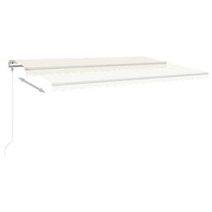 käsitsi sissetõmmatav varikatus LED´id, 5 x 3,5 m, kreemjas цена и информация | Зонты, маркизы, стойки | kaup24.ee