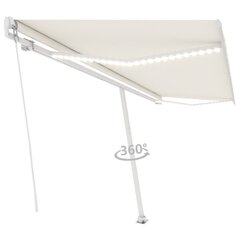 käsitsi sissetõmmatav varikatus LED, 500x350 cm, kreemjas цена и информация | Зонты, маркизы, стойки | kaup24.ee