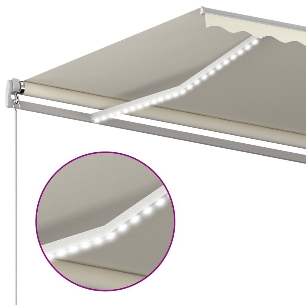 automaatne varikatus LED ja tuuleandur 4,5 x 3 m kreemjas цена и информация | Päikesevarjud, markiisid ja alused | kaup24.ee