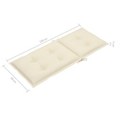 aiatooli istmepadjad 2 tk kreemjas 120 x 50 x 7 cm цена и информация | Подушки, наволочки, чехлы | kaup24.ee