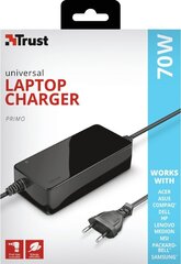 Универсальное зарядное устройство для компьютера Trust (22141) Primo 70 Вт, 19 В, 3,6 А цена и информация | Зарядные устройства для ноутбуков | kaup24.ee