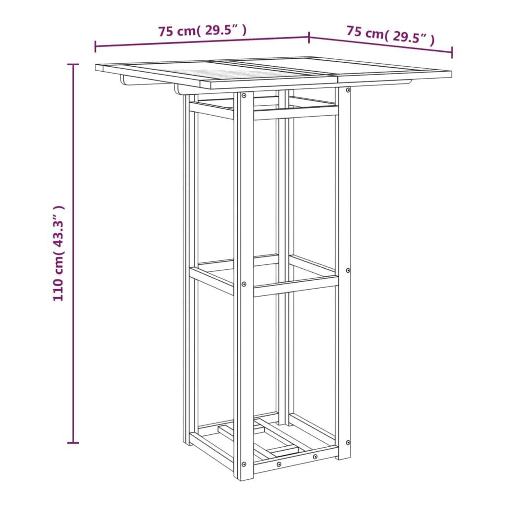 bistroolaud, 75 x 75 x 110 cm, akaatsiapuit hind ja info | Aialauad | kaup24.ee