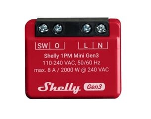 Умное Wi-Fi Bluetooth реле Shelly 1PM Mini Gen3 цена и информация | Системы безопасности, контроллеры | kaup24.ee