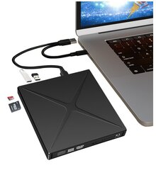 Väline kaasaskantav DVD-CD RW-draiv USB-C USB 3.0 HUB Zenwire 4in1 SD-kaardi lugeja цена и информация | Оптические устройства | kaup24.ee