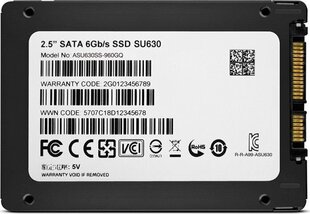 Adata Ultimate SU630 1.92ТБ 2.5" цена и информация | Внутренние жёсткие диски (HDD, SSD, Hybrid) | kaup24.ee
