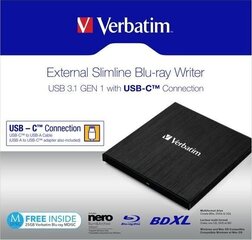 verbatim 43889, usb 3.1, usb-c, free 25 gb mdisc цена и информация | Оптические устройства | kaup24.ee