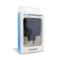 Автомобильное зарядное устройство с USB-портами Aisens PD 3.0 USB-C 57 W Чёрный цена и информация | Зарядные устройства для телефонов | kaup24.ee