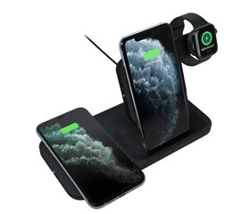 Juhtmeta laadija Logitech Powered 3-IN-1 - 3 seadmele (iPhone / Android, Airpods, Apple Watchi laadija) hind ja info | Mobiiltelefonide laadijad | kaup24.ee