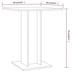 bistroolaud, pruun tamm, 60 x 60 x 75 cm, tehispuit hind ja info | Köögi- ja söögilauad | kaup24.ee