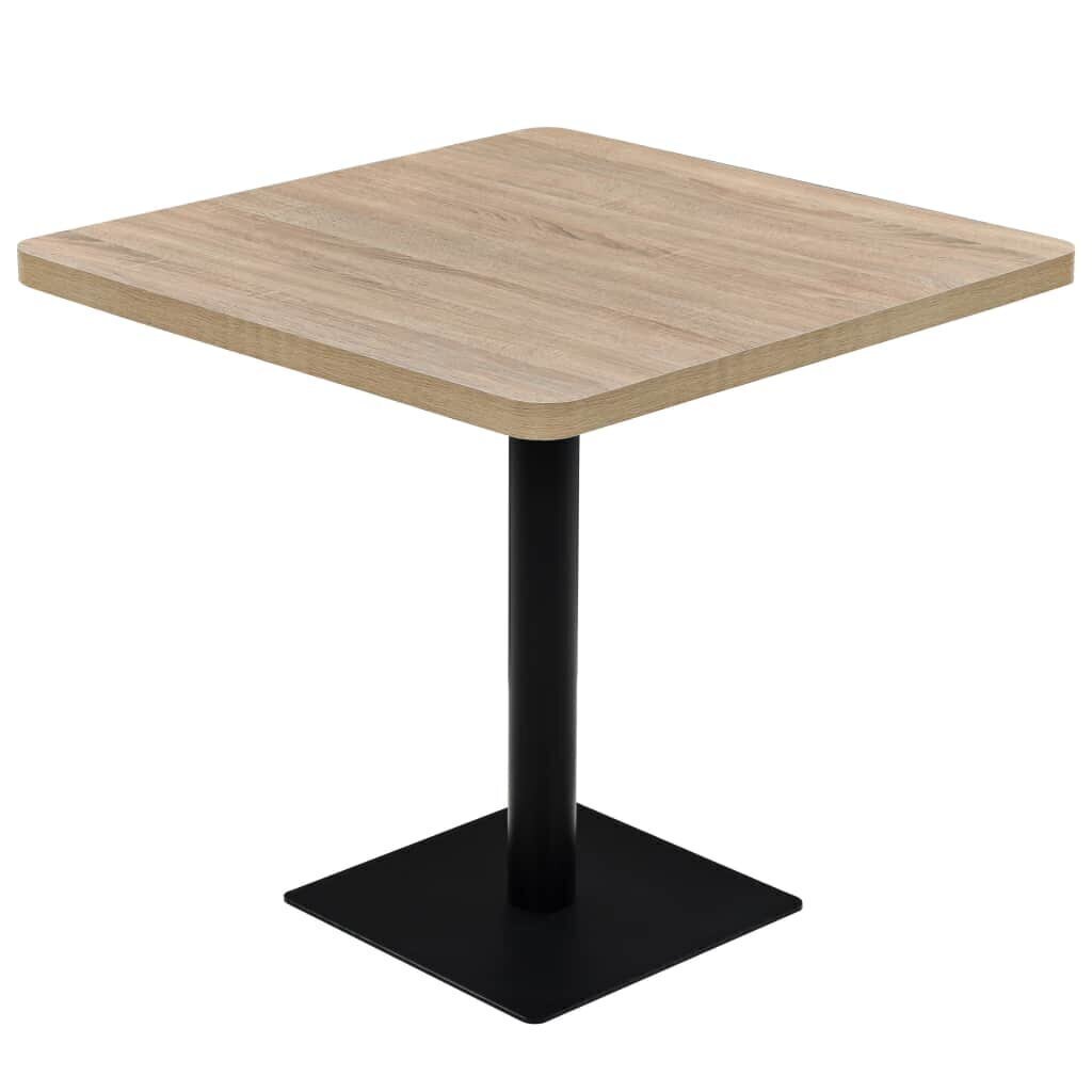 kandiline bistroolaud MDF ja teras 80 x 80 x 75 cm, tammevärvi hind ja info | Köögi- ja söögilauad | kaup24.ee