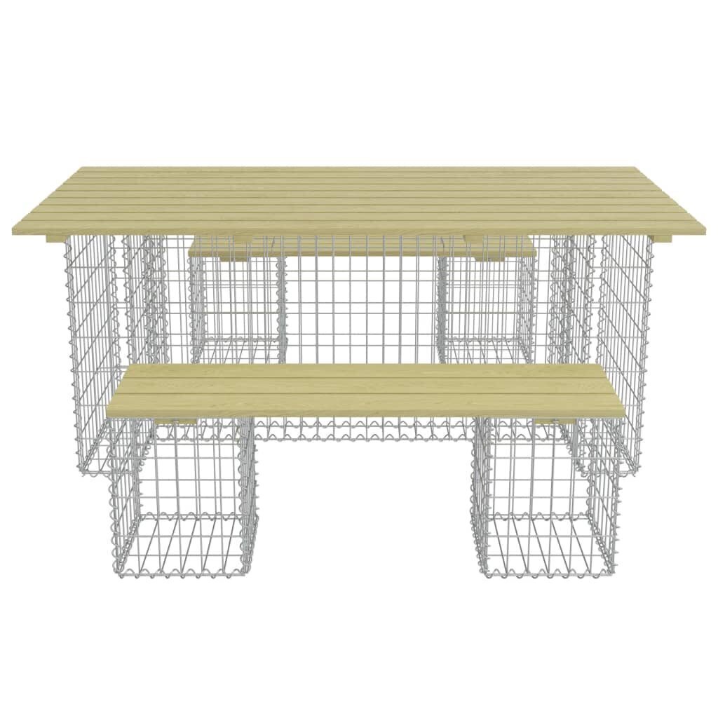 3-osaline aiamööbel, terasest gabioonidega, puit цена и информация | Aiamööbli komplektid | kaup24.ee
