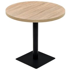 ümmargune bistroolaud MDF ja teras 80 x 75 cm, tammevärvi hind ja info | Köögi- ja söögilauad | kaup24.ee