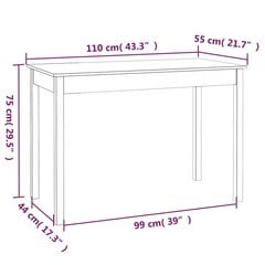 Söögilaud, täismännipuit, 110 x 55 x 75cm, must hind ja info | Köögi- ja söögilauad | kaup24.ee