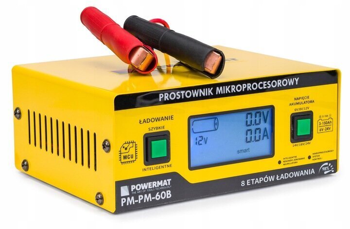 Mikroprotsessori akulaadija Powermat PM-PM-60B, 6V/8V/12V/14V/16V/24V, 10A, LCD hind ja info | Auto akulaadijad | kaup24.ee