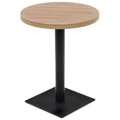 ümmargune bistroolaud MDF ja teras 60 x 75 cm, tammevärvi hind ja info | Köögi- ja söögilauad | kaup24.ee