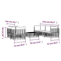 6-osaline aiamööblikomplekt patjadega, antratsiit, polürotang hind ja info | Aiamööbli komplektid | kaup24.ee