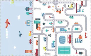 Kokkupandav mängumatt Bocioland City, 150x200 cm цена и информация | Развивающие коврики | kaup24.ee