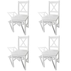 Деревянные обеденные стулья, белые, 4шт. цена и информация | Стулья для кухни и столовой | kaup24.ee