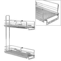 2 riiuliga väljatõmmatav köögi traatkorv hõbedane 47x15x54,5 cm цена и информация | Столовые и кухонные приборы | kaup24.ee