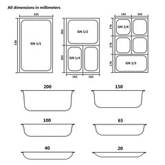 toiduplaadid 8 tk, GN 1/4 65 mm, roostevaba teras цена и информация | Посуда, тарелки, обеденные сервизы | kaup24.ee