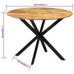 Söögilaud , Ø110 x 78 cm, mangopuit ja teras цена и информация | Кухонные и обеденные столы | kaup24.ee