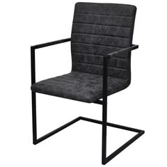 Ребристые консольные обеденные стулья с подлокотниками, черные, 2 шт. цена и информация | Стулья для кухни и столовой | kaup24.ee