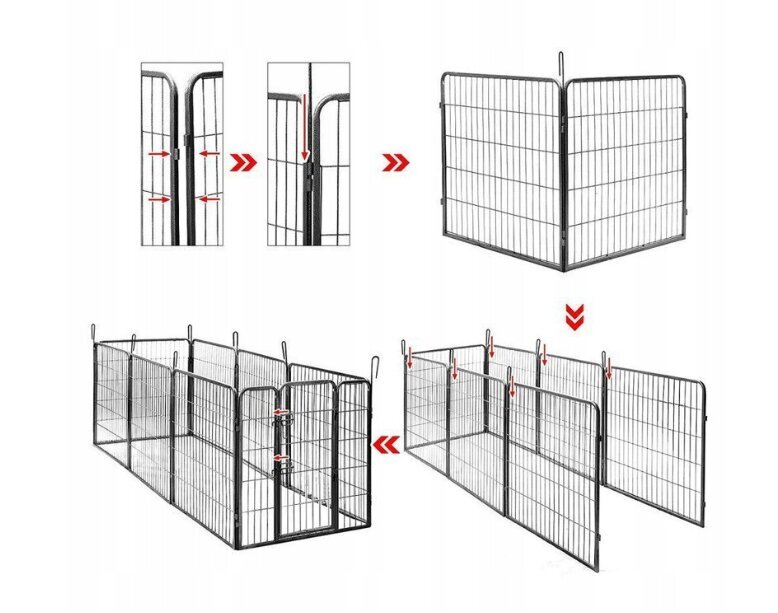 Metallist puur AML suurele koerale 80 x 640 x 80 cm hind ja info | Transportkorvid, puurid | kaup24.ee