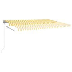 käsitsi sissetõmmatav varikatus, LED, 5x3,5 m, kollane/valge цена и информация | Зонты, маркизы, стойки | kaup24.ee