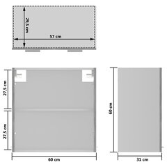 köögikapp, betoonhall, 60 x 31 x 60 cm, puitlaastplaat цена и информация | Кухонные шкафчики | kaup24.ee