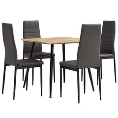 3053907 5 Piece Dining Set Faux Leather Grey(248299+282582) hind ja info | Söögilauakomplektid | kaup24.ee