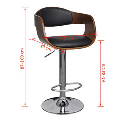 Кожаный барный стул, регулируемая высота, с поддержкой спины, 2 шт. цена и информация | Стулья для кухни и столовой | kaup24.ee