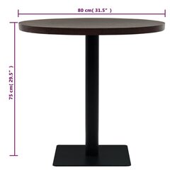 ümmargune bistroolaud MDF ja teras 80 x 75 cm, hallikaspruun hind ja info | Köögi- ja söögilauad | kaup24.ee