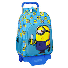 Ratastega koolikott Minions Minionstatic Sinine (33 x 42 x 14 cm) hind ja info | Koolikotid, sussikotid | kaup24.ee