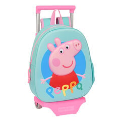 Ratastega koolikott Peppa Pig Türkiissinine (27 x 32 x 10 cm) hind ja info | Koolikotid, sussikotid | kaup24.ee