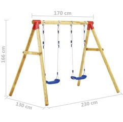 kiigekomplekt 230 x 130 x 166 cm männipuidust цена и информация | Подвесные качели | kaup24.ee