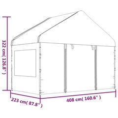 Katusega varjualune , valge, 15,61 x 4,08 x 3,22 m цена и информация | Беседки, навесы, тенты | kaup24.ee