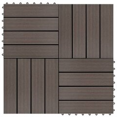 vidaXl terrassiplaadid 22 tk, 30 x 30 cm, 2 m², WPC, tumepruun цена и информация | Террасный пол | kaup24.ee