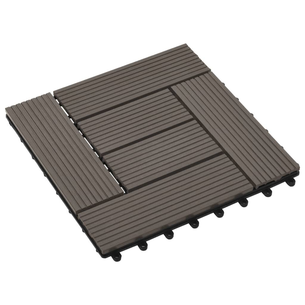 terrassiplaadid, 11 tk, WPC, 30 x 30 cm, 1 m², tumepruun hind ja info | Terrassipõrandad | kaup24.ee