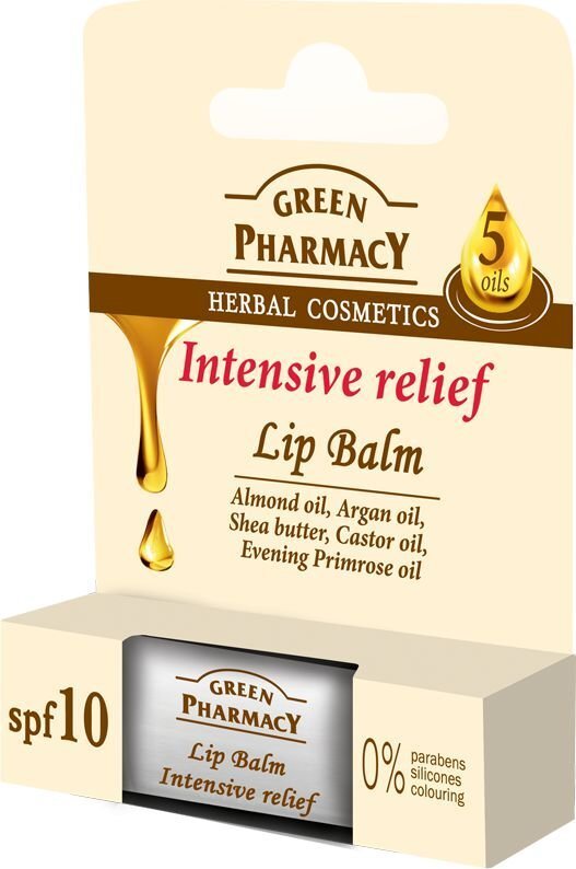 Pehmendav huulepalsam Elfa Pharm Green Pharmacy Intensive Relief SPF10 3,6 g hind ja info | Huulepulgad, -läiked, -palsamid, vaseliin | kaup24.ee