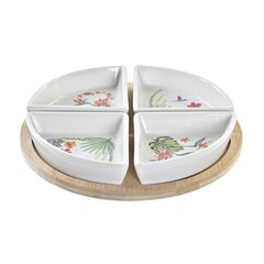 Set za Predjelo DKD Home Decor Naturaalne Valge Mitmevärviline Bambus Keraamika Troopiline (21,5 x 21,5 x 1 cm) (5 pcs) hind ja info | Lauanõud ja kööginõud | kaup24.ee