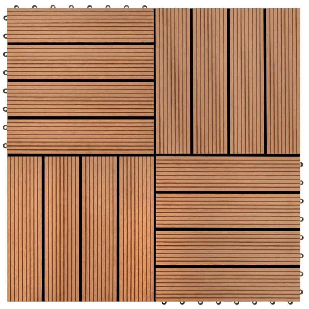 terrassiplaadid 22 tk, 30 x 30 cm, 2 m², WPC, pruun цена и информация | Terrassipõrandad | kaup24.ee