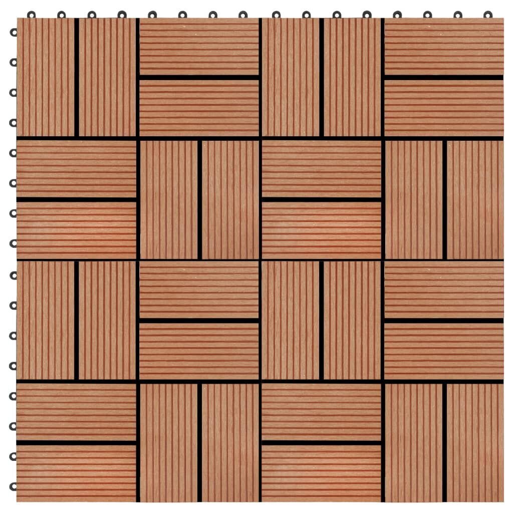 terrassiplaadid 22 tk, 30 x 30 cm, 2 m², WPC, tiikpuidu värvi цена и информация | Terrassipõrandad | kaup24.ee