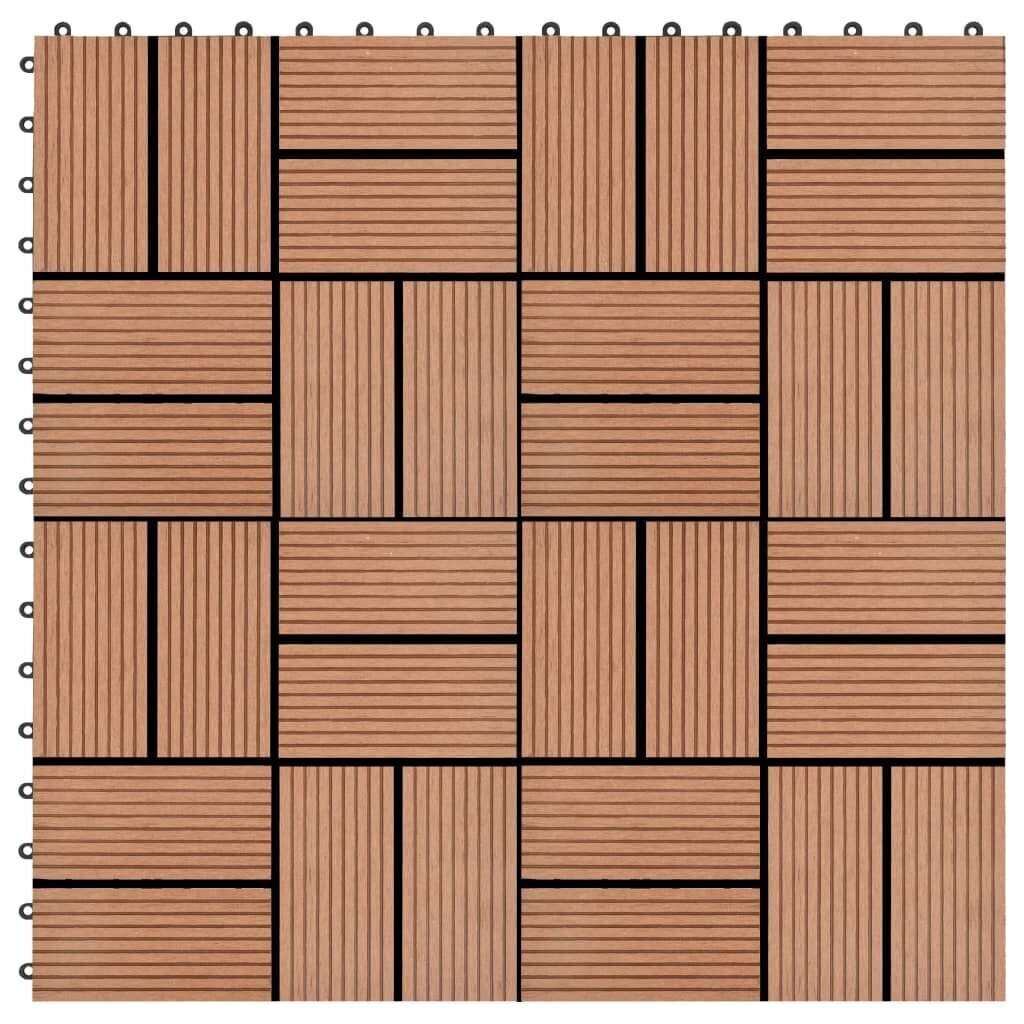 terrassiplaadid 22 tk, 30 x 30 cm, 2 m², WPC, pruun цена и информация | Terrassipõrandad | kaup24.ee