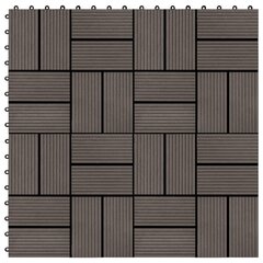 terrassiplaadid 22 tk, 30 x 30 cm, 2 m², WPC, tumepruun hind ja info | Põrandaplaadid | kaup24.ee