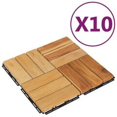 terrassiplaadid 10 tk, 30 x 30 cm, tiikpuu hind ja info | Terrassipõrandad | kaup24.ee