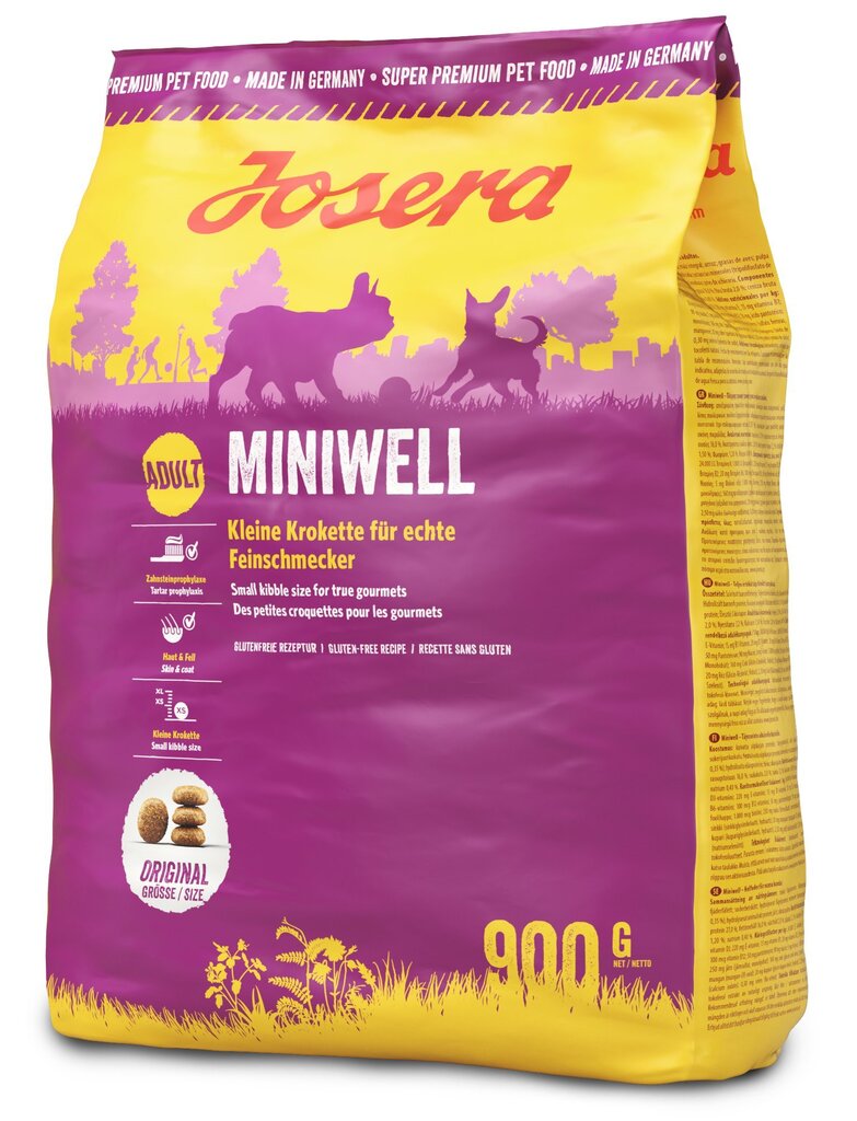 Josera seedesüsteemi lihtsamaks tegevuseks väikestele koertele Miniwell, 900 g цена и информация | Kuivtoit koertele | kaup24.ee
