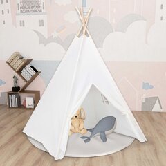 laste tipitelk kotiga, kangas, valge, 120 x 120 x 150 cm цена и информация | Детские игровые домики | kaup24.ee